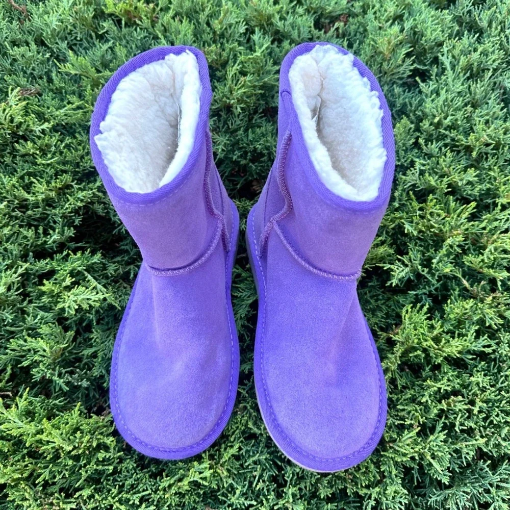 Koolaburra by UGG Victoria Purple Suede Faux Fur Lined Boots Big Kids Size 1